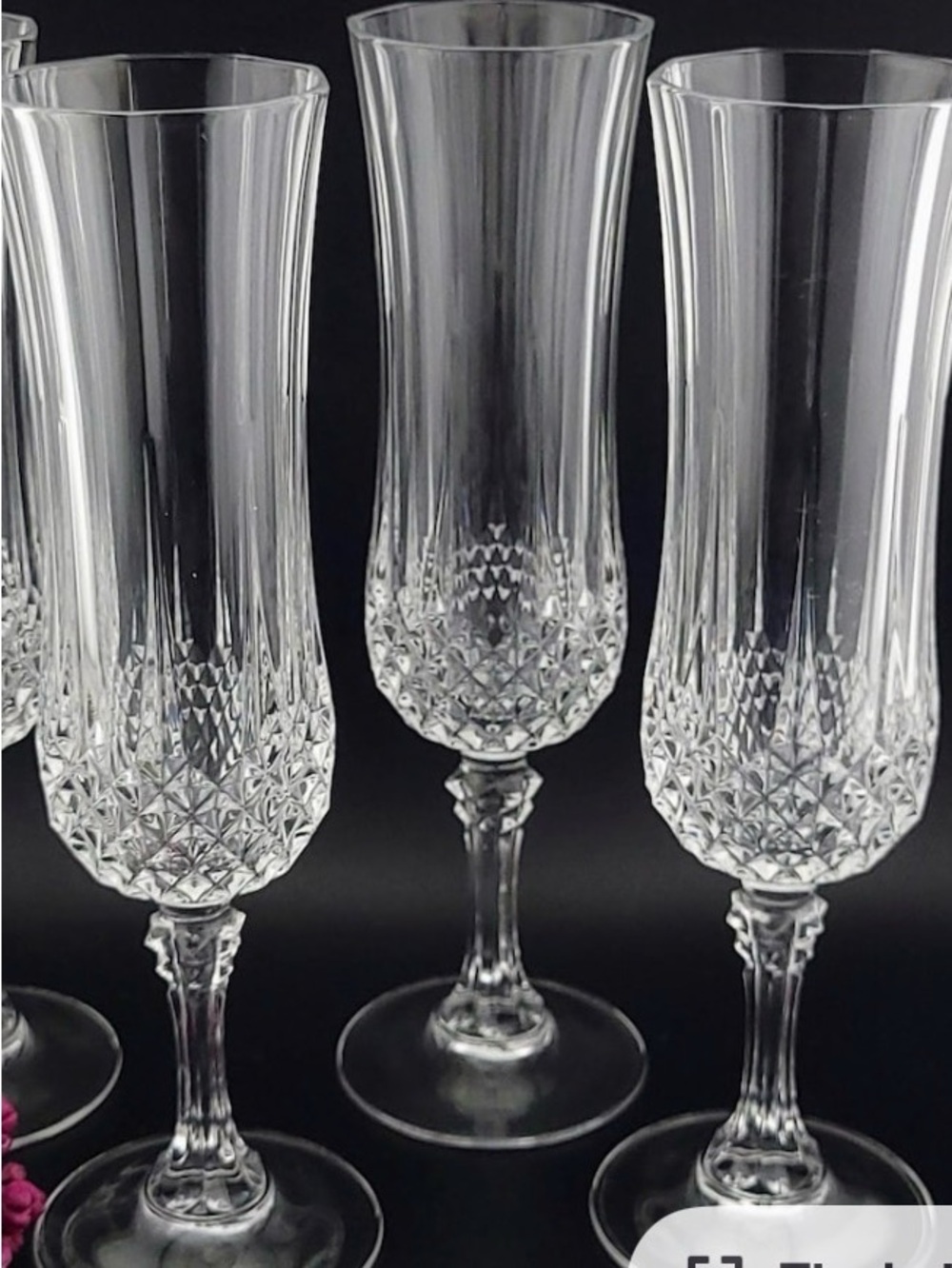 Set of 6 Cristal d’ Arques Paris Longchamp Champagne Flutes